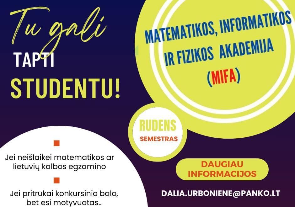 Panevėžio kolegijos parengiamosios studijos MIFA akademijoje