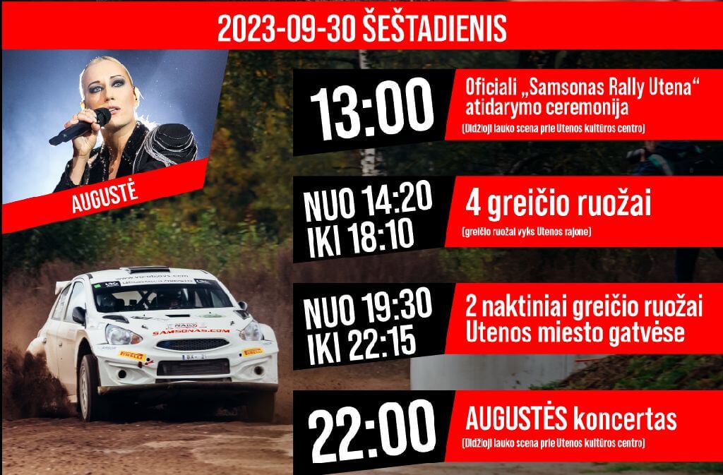 Skelbiami „Samsonas Rally Utena“ 2023 ralio žemėlapiai bei oficiali renginio programa